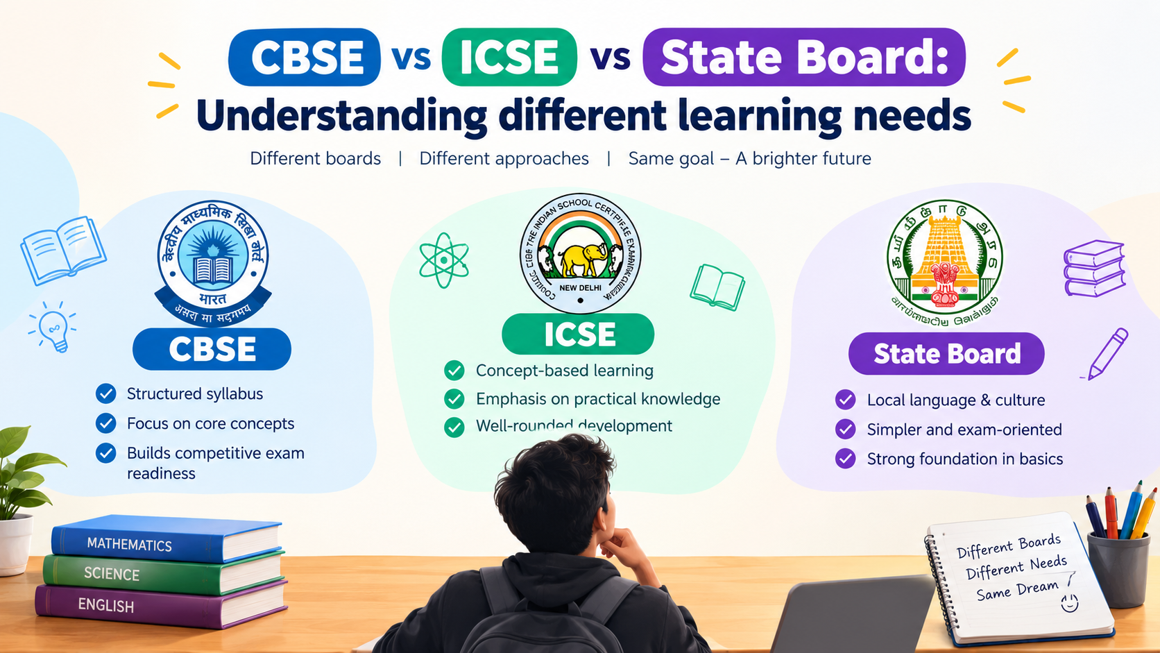 CBSE vs ICSE vs State board: Understanding different learning needs